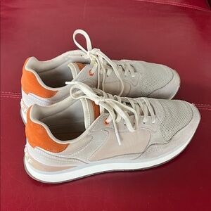 Hoff City Louisville Sneaker Grey Beige Orange Suede Women's Size 7.5